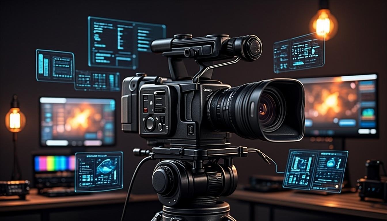 Cinema camera with holographic interface overlays